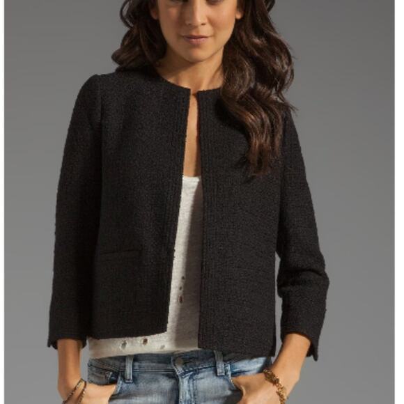 Vince Wool Blend Cropped Jacket Black Size 4 - Picture 9 of 9
